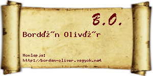 Bordán Olivér névjegykártya